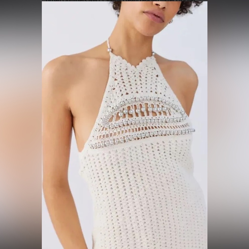 NWOT M Urban Outfitters beaded crochet halter boho dress